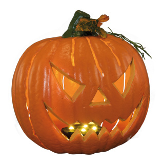 Pumpkin with scary grimace with 2 programs steady and blinking light - Material: made of plastic - Color: orange - Size: 25x20cm