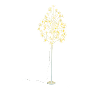 Arbre micro-LED 3-piècesavec 1.568 LED blanc chaud en plastique/bois Color: blanc/blanc chaud Size: 180cm