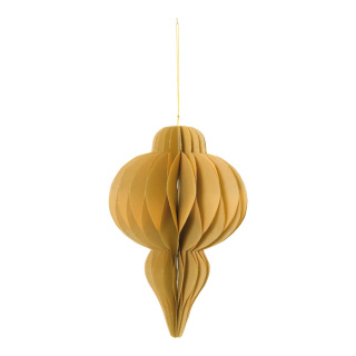 Ornament drop-shaped foldable with hanger - Material: out of paper - Color: gold - Size: 30cm