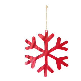 Schneeflocke flach, mit Hänger, aus Metall     Groesse:45cm    Farbe:rot