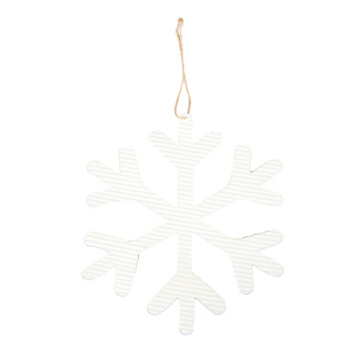 Snowflake flat with hanger - Material: out of metal - Color: white - Size: 45cm
