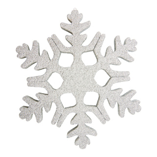 Schneeflocke aus Styropor, beglittert, mit Aufhängeöse     Groesse:30cm    Farbe:silber