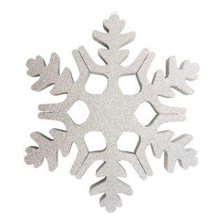 Schneeflocke aus Styropor, beglittert, mit Aufhängeöse Größe:40cm,  Farbe: silber