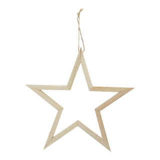 Stern aus Naturholz, mit Hänger     Groesse:33x33,5x2cm    Farbe:naturfarben