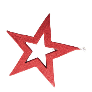 Stern aus Styropor, mit Hänger, mit Glitter     Groesse:40x40x3cm    Farbe:rot