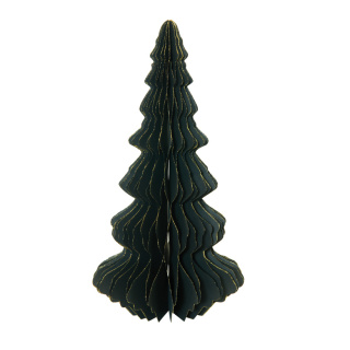 Christmas tree self-standing foldable - Material: out of paper - Color: black/gold - Size: 40cm