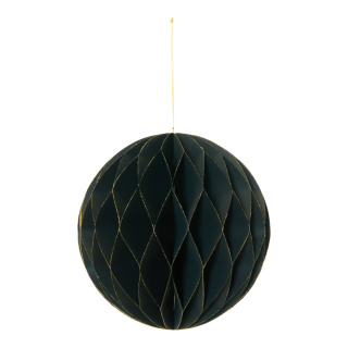 Honeycomb ball foldable with hanger - Material: out of paper - Color: black/gold - Size: 30cm