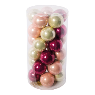 Christmas balls 30 pcs./blister - Material: made of plastic - Color: pink/champagne coloured - Size: Ø 6cm