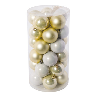 Christmas balls 30 pcs./blister - Material: made of plastic - Color: white/champagne coloured - Size: Ø 6cm