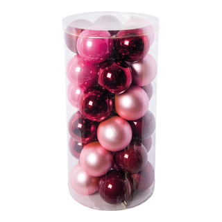 Christmas balls 30 pcs./blister - Material: made of plastic - Color: light pink/lilac/red - Size: Ø 8cm