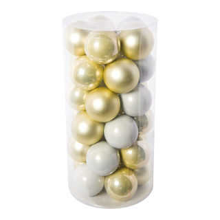 Christmas balls 30 pcs./blister - Material: made of plastic - Color: white/champagne coloured - Size: Ø 8cm