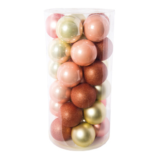 Christmas balls 30 pcs./blister - Material: made of plastic - Color: light pink/champagne coloured - Size: Ø 10cm