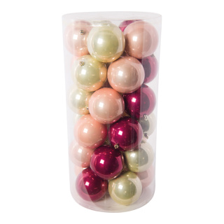 Weihnachtskugeln      Groesse:Ø 10cm, 30 Stk./Blister, aus Kunststoff, sortiert    Farbe:rosa/champagnerfarben