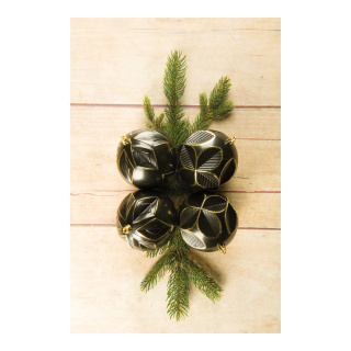 Christmas ball ornaments 4 pcs. - Material: made of plastic - Color: black/gold - Size: 10cm