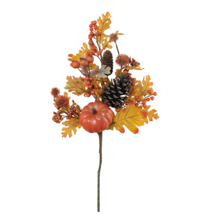 Zweig aus Kunststoff/Styropor, mit Dekoration     Groesse:60cm    Farbe:orange/braun