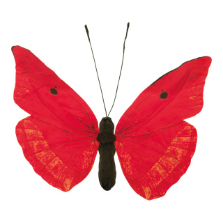 Papillon en papier/polystyrène, avec fil de fer pour fixation     Taille: 20x30cm    Color: corail