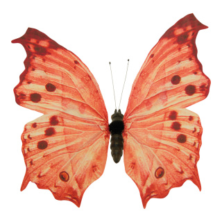 Papillon en papier/polystyrène, avec fil de fer pour fixation     Taille: 15x20cm    Color: corail