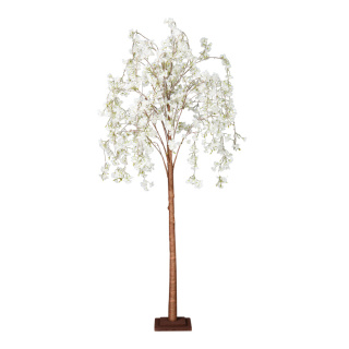 Cerisier en fleurs Tronc en carton dur, fleurs, en soie artificielle     Taille: 180cm, Pied en bois: 20x20x4cm    Color: rose/blanc