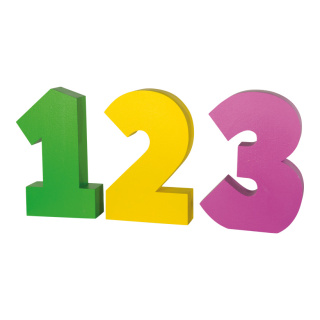 Numbers 123 3 pcs. per set, out of styrofoam     Size: ca. 50x40cm    Color: multicoloured