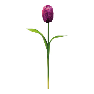 Tulipe sur tige en soie artificielle/plastique/styrofoam     Taille: 70cm, Fleur Ø 9cm    Color: mauve