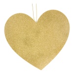 Heart with hanger ouf of wood, flat, with glitter,...