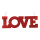 LOVE-Schriftzug aus Holz, flach, beglittert, doppelseitig, mit Hänger     Groesse: 60x20cm, Dicke: 7mm    Farbe: rot