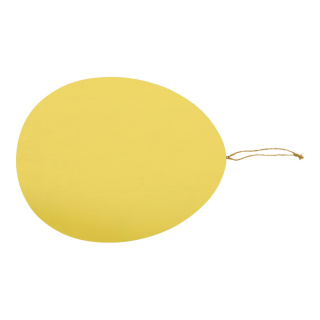 Osterei mit Hänger aus Holz, flach, doppelseitig     Groesse: 30cm, Dicke: 5mm    Farbe: gelb