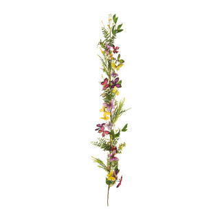 Guirlande avec papillons et fleurs en soie artificielle/plastique, unilatéral, flexible     Taille: 160cm    Color: violet/coloré
