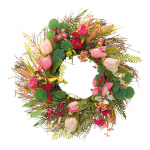 Wreath out of plastic/wooden twigs/artificial silk, one...