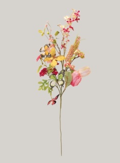 Branche plastique/soie artificielle, flexible,décoré     Taille: 76cm, déco env.43cm    Color: rose/coloré