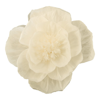 Fleur, avec tige courte en papier, avec cintre     Taille: Ø 30cm    Color: blanc