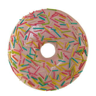 Donut en polystyrène, dos plat     Taille: 20x5cm    Color: rose/coloré