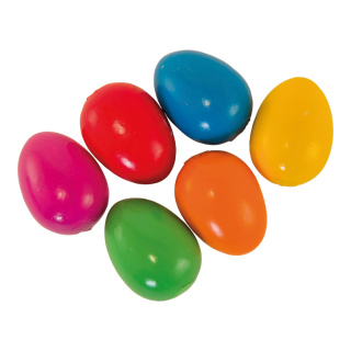 Oeufs de Pâques 6 oeufs de Pâques, en sachet, en polystyrène, couleurs:vert, jaune, rouge, orange, lila     Taille: 6cm    Color: coloré