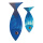 Fish in a set of 2, out of wood, one-sided, for hanging or placing     Size: 20x7,3x1cm, 30x10x1cm    Color: blue
