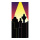 Motivdruck "Stadtsilhouette" Stoff, Größe: 180x90cm Farbe: schwarz/bunt   #