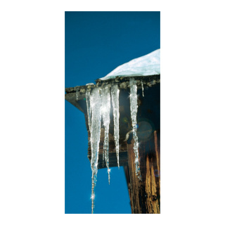 Motivdruck "Hütte im Schnee", Papier, Größe: 180x90cm Farbe: weiß   #