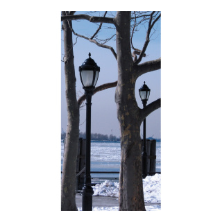 Motivdruck "Winterpark", Stoff, Größe: 180x90cm Farbe: blau/braun   #