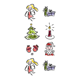 Motivdruck  "Weihnachtssymbole", Papier, Größe: 180x90cm Farbe: bunt   #
