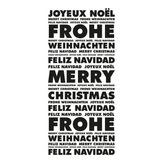 Motivdruck "Weihnachtsgrüße", Stoff, Größe: 180x90cm Farbe: weiß/schwarz   #