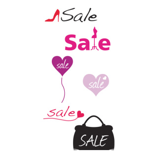 Banner "Ladies Sale" paper - Material:  - Color: grey/rose - Size: 180x90cm