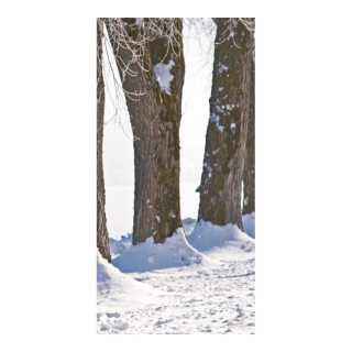 Motif imprimé "Winterliche Allee" tissu  Color: blanc/brun Size: 180x90cm