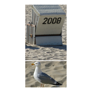 Motif imprimé "À la plage" tissu  Color: beige Size: 180x90cm