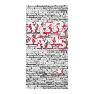 Banner "MERRY XMAS" fabric - Material:  - Color: grey/white/red - Size: 180x90cm