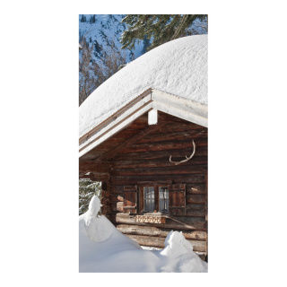 Motivdruck "Berghütte im Winter", Papier, Größe: 180x90cm Farbe: braun/weiß   #