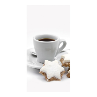 Motivdruck "Kaffeetasse mit Keks", Papier, Größe: 180x90cm Farbe: weiß/beige   #