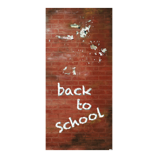 Motivdruck "Back to school", Papier, Größe: 180x90cm Farbe: rot/weiß   #