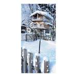 Motivdruck Vogelhaus im Schnee, Papier, Größe: 180x90cm...