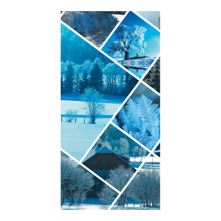 Motivdruck "Wintercollage", Papier, Größe: 180x90cm Farbe: blau/weiß   #