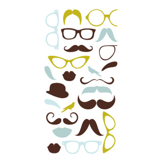 Banner "Moustaches" paper - Material:  - Color: white - Size: 180x90cm