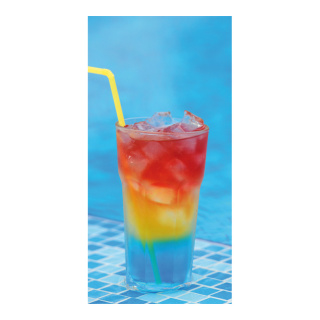 Motivdruck "Cocktail am Pool", Papier, Größe: 180x90cm Farbe: blau/rot/gelb   #